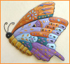 Butterfly Garden Decor, Hand Painted Metal Butterfly Wall Hanging - Whimsical Wall Art - 24"